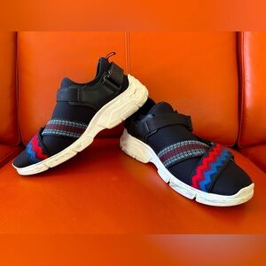 PRADA Neoprene Zigzag Buckle Sneakers